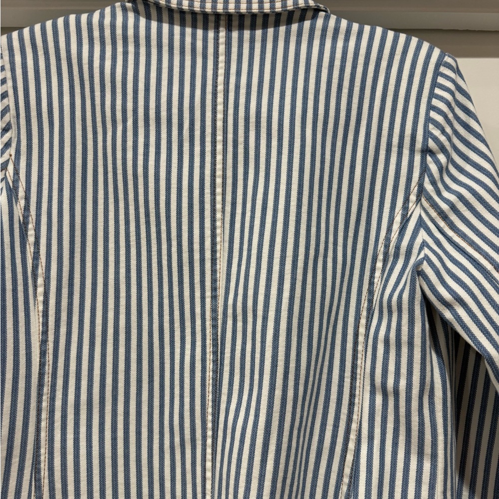 Chicos Striped Open Front
Denim Jacket.  Size 0.5 (U.S 6) - Picture 8 of 11